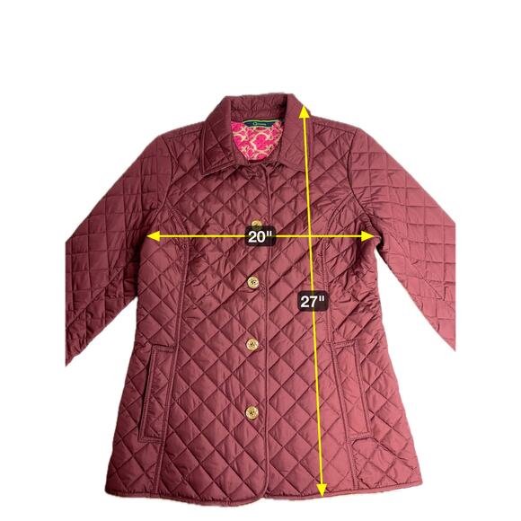 C. Wonder Burgundy Quilted Puffer Jacket Coat Button Front Womens Size Small S - Picture 11 of 12